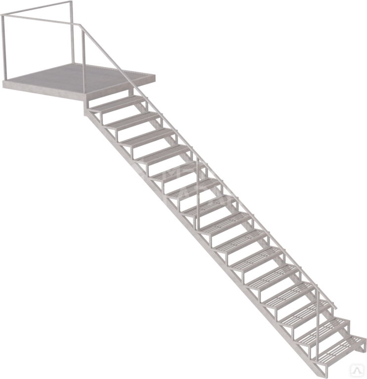 Одномаршевая лестница пожарная. Лестница сварная h= 3500 (половица 800, s=2.0) с перилами. Металлическая лестница. Счетница металлическая.